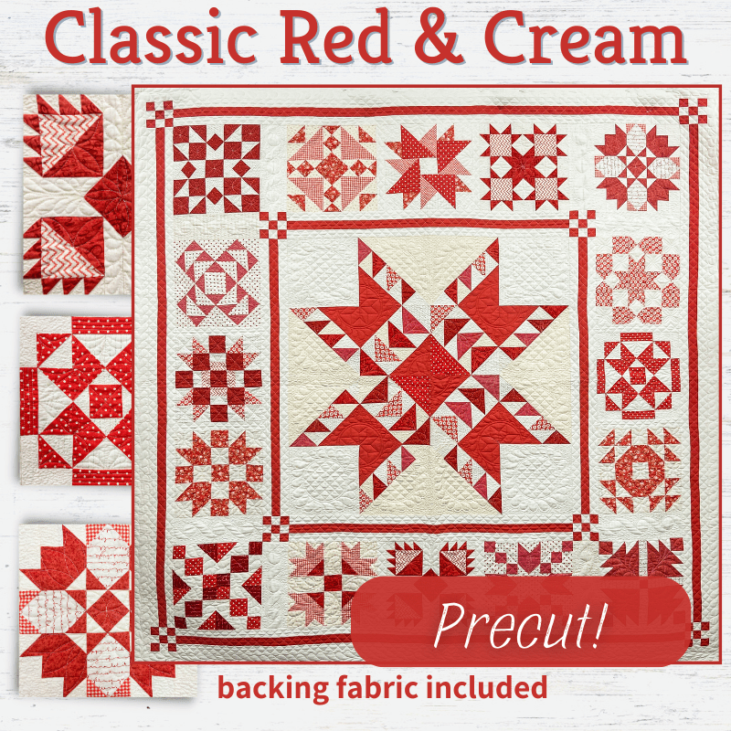 Precut! Classic Red & Cream Block of the Month - Begins June 2024 P-REDCREAM-JUN24