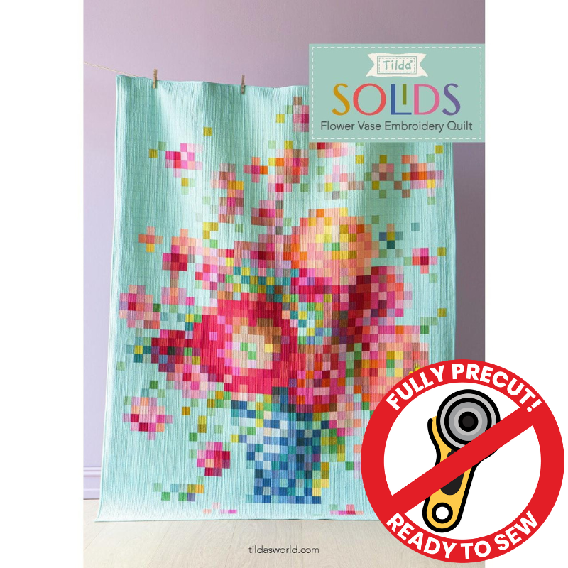 Precut! Tilda Flower Vase Embroidery Quilt Kit TLDFLWRVS-QK
