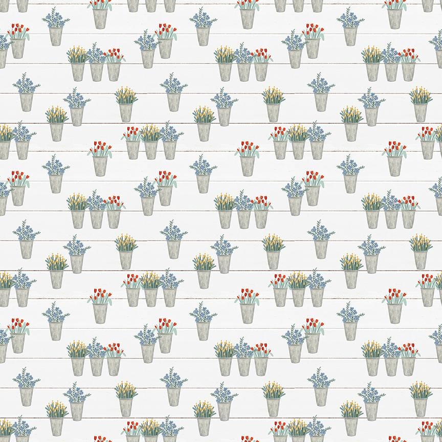 Farmhouse Summer - Flower Pots Off-White C13633-OFFWHITE