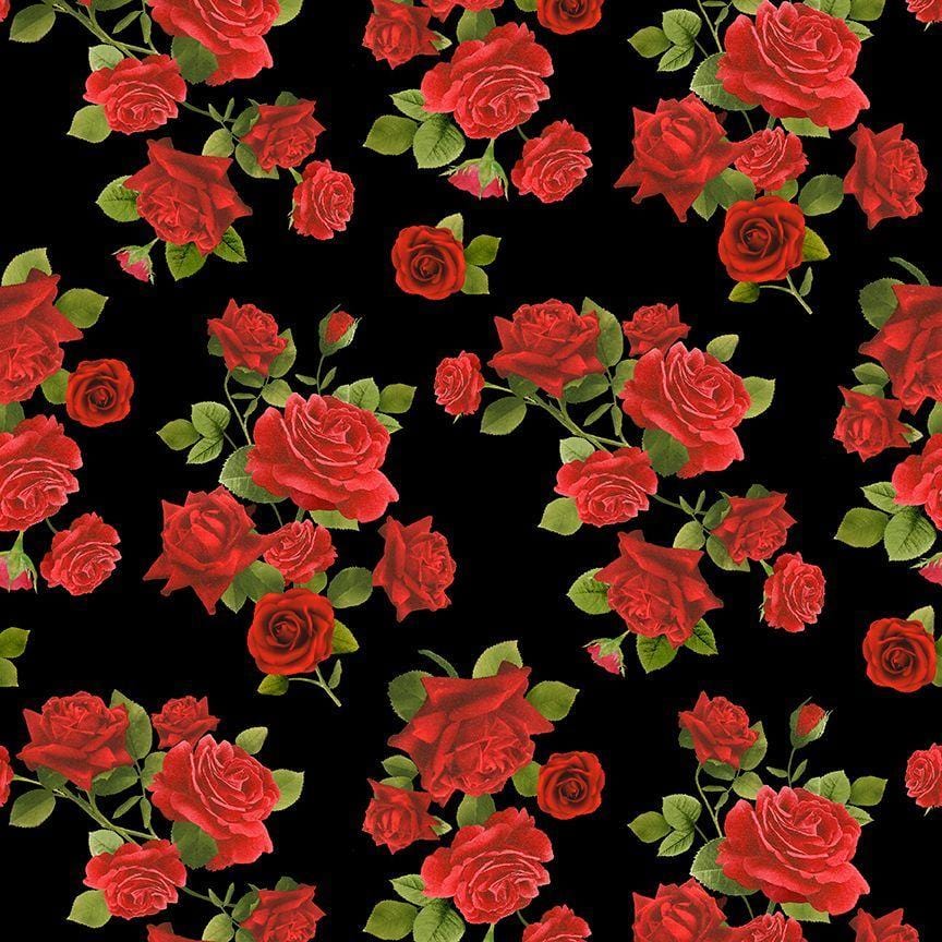 Vintage Rose - Tossed Medium Roses Black CD2204-BLACK