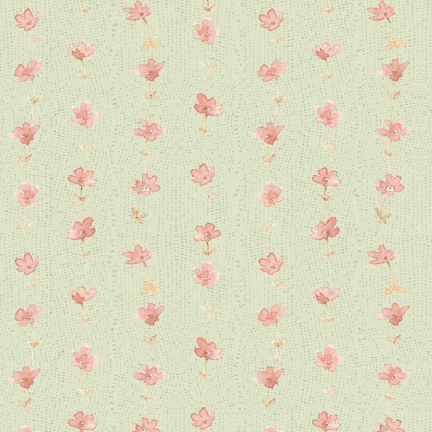 Daisy Days - Floral Stripe Green Pink 3028-83313-732