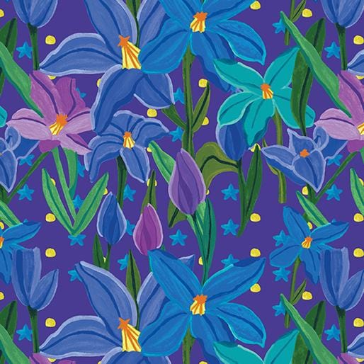 Benartex - Not Your Mama's Garden - Lilies Bluebell Benartex 