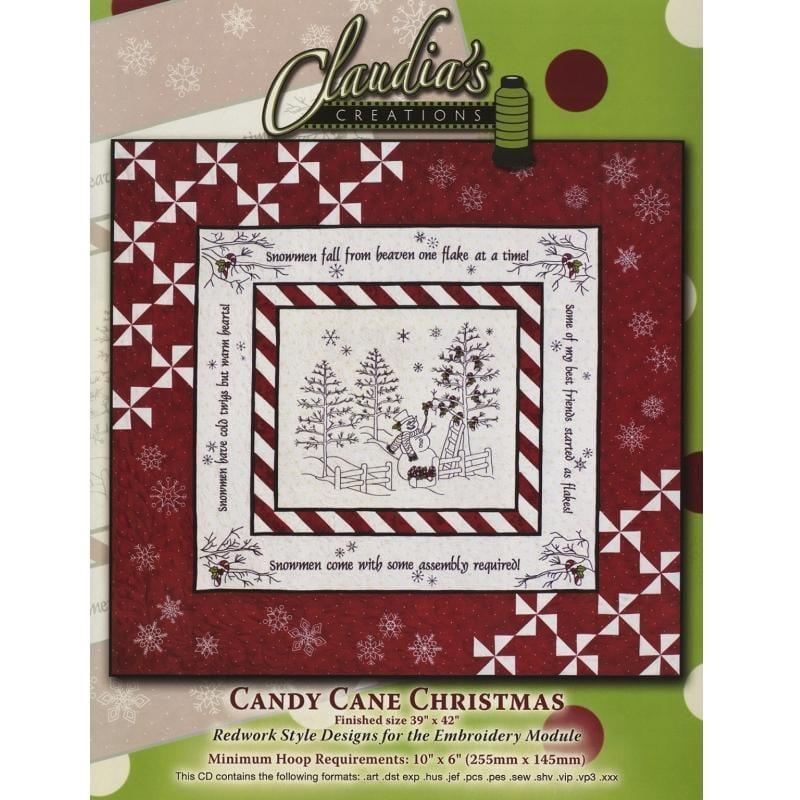 Candy Cane Christmas Machine Embroidery - CD Pattern Claudia's Creations 