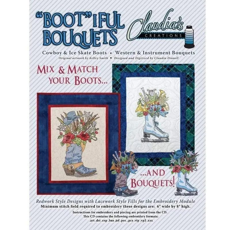 "Boot"iful Bouquets Machine Embroidery - CD Pattern Checker Distributors 