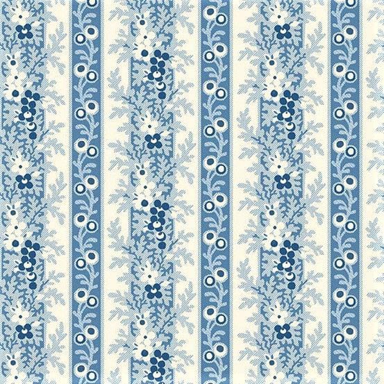 Porcelain -  Floral Stripe Powder Blue Choice Fabrics 