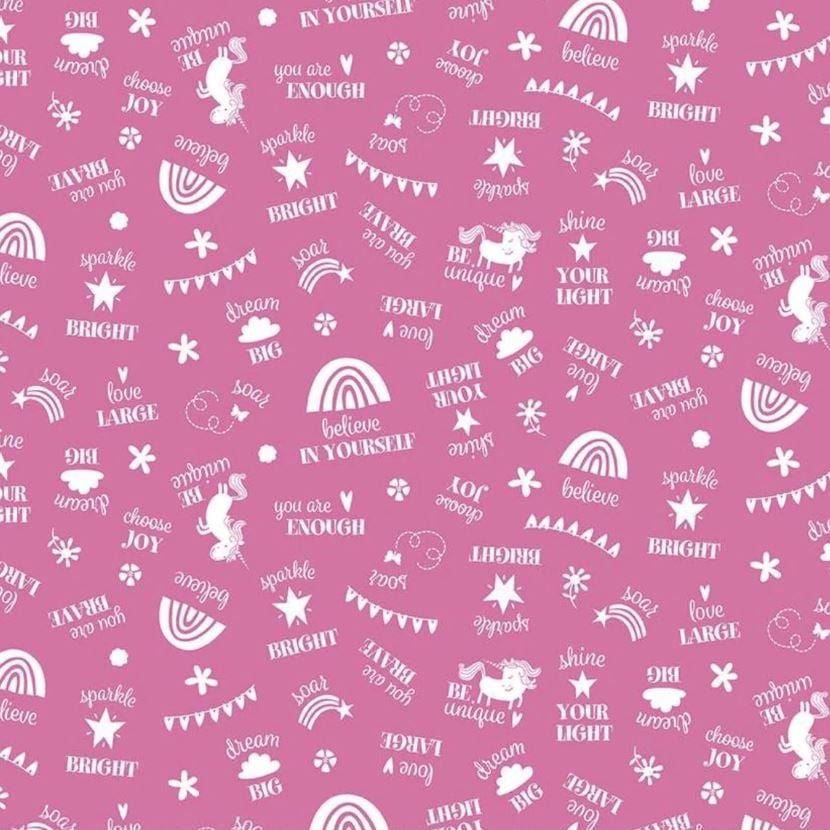 Unicorn Kingdom - Be You Hot Pink Choice Fabrics 