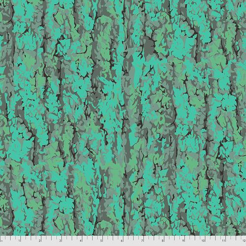 Trees - Walnut Bark - Aqua FreeSpirit Fabrics 