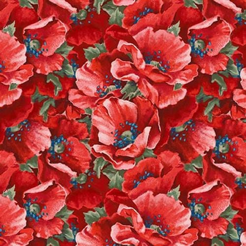 Liberty For All - Packed Poppy Flower Red Henry Glass & Co 