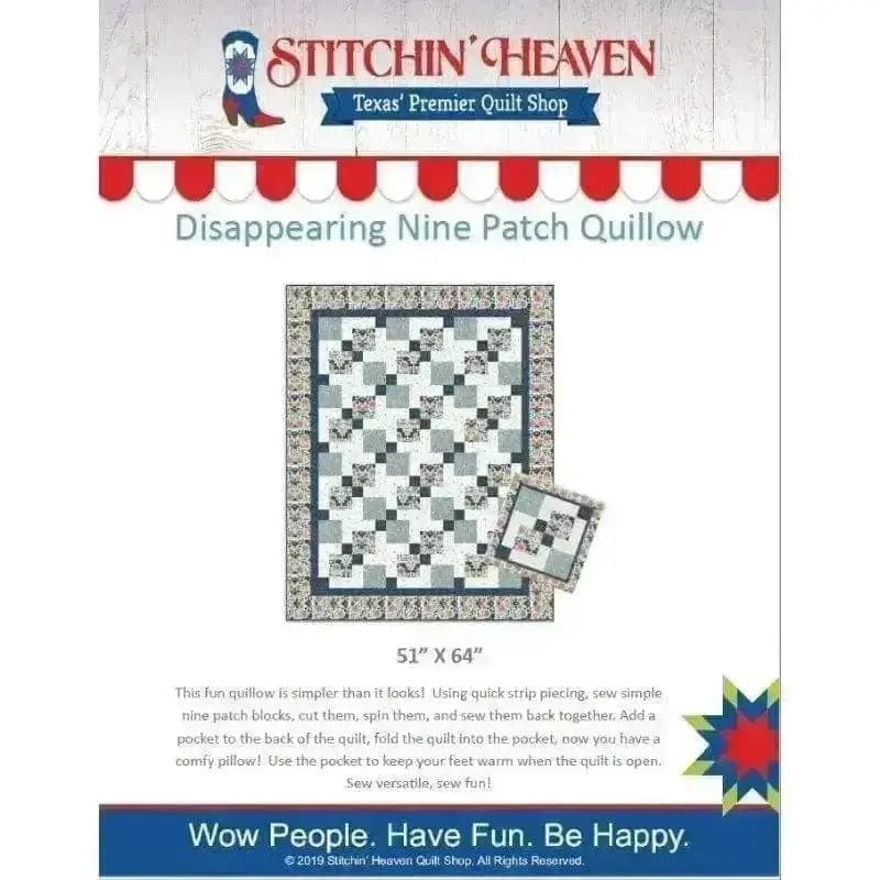 Digital Download - Disappearing Nine Patch Quillow Pattern by Stitchin' Heaven IN HOUSE 