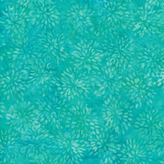 Island Batik - Basics - Small Pointed Floral Turquoise Island Batik, Inc. 