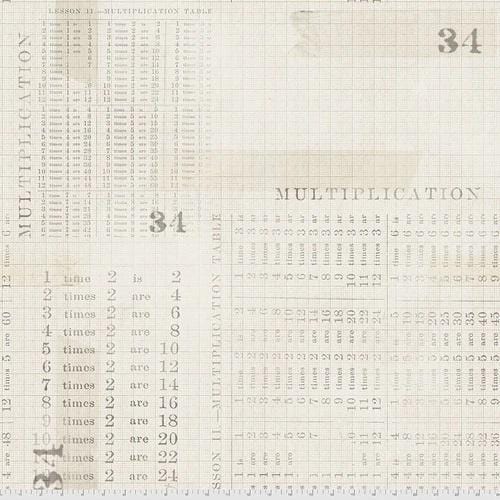 Monochrome - Multiplication Table - Parchment FreeSpirit Fabrics 