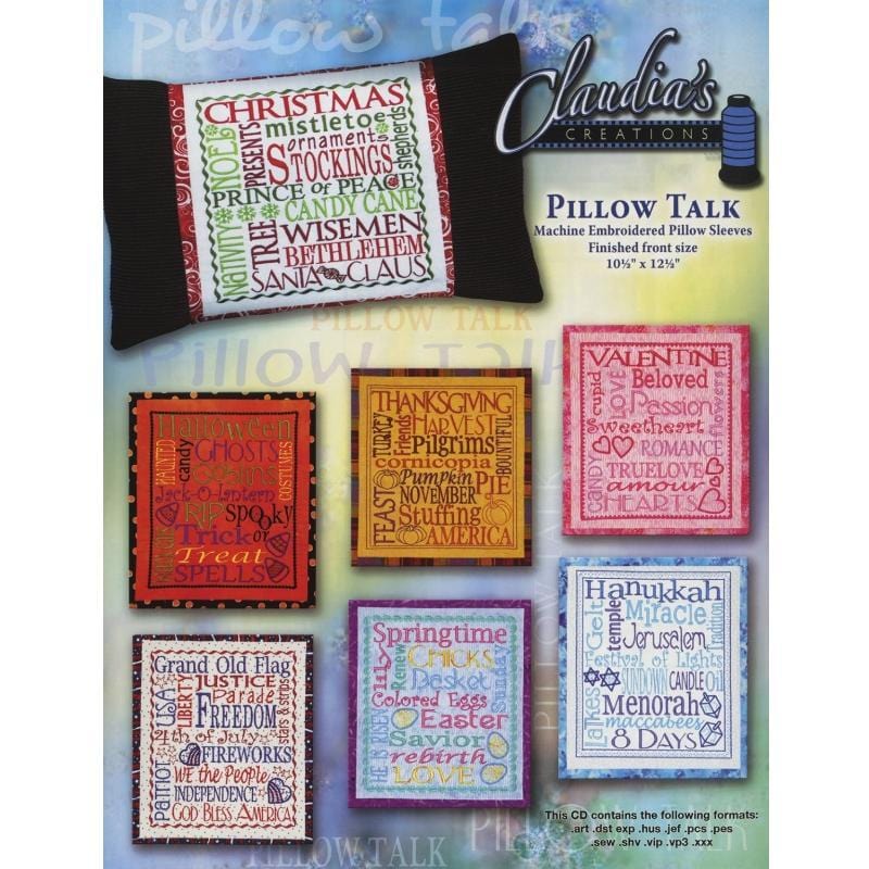 Pillow Talk Machine Embroidery - CD Pattern Claudia's Creations 