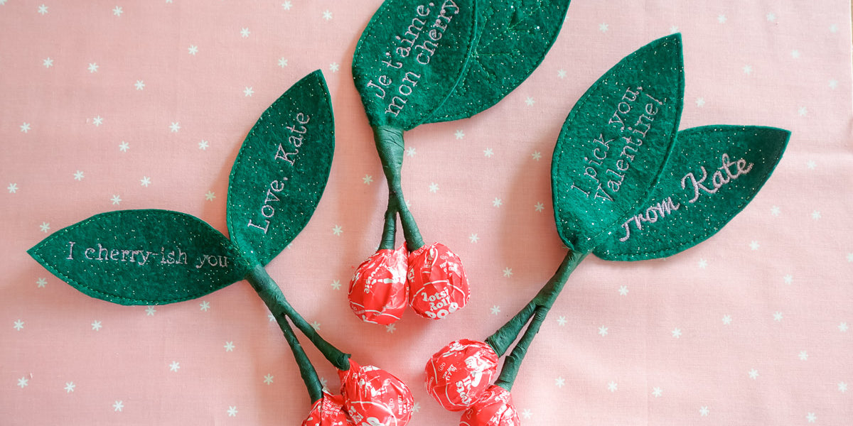 Machine Embroidered Cherry Valentines on the B 990