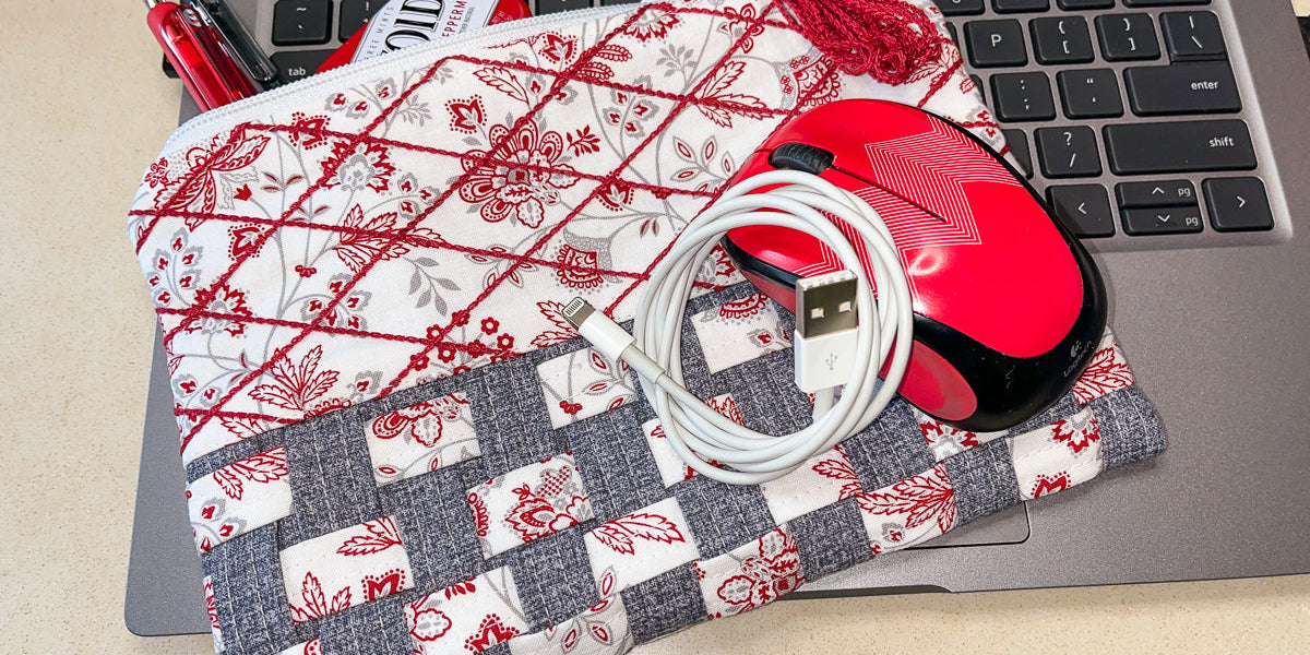 Woven Zipper Pouch on a Serger