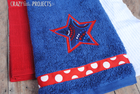 Fourth of July Appliqué Towel by Crazy Little Projects