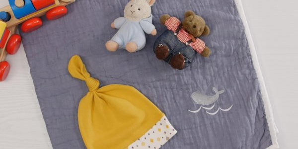 Baby Beanie on baby blanket