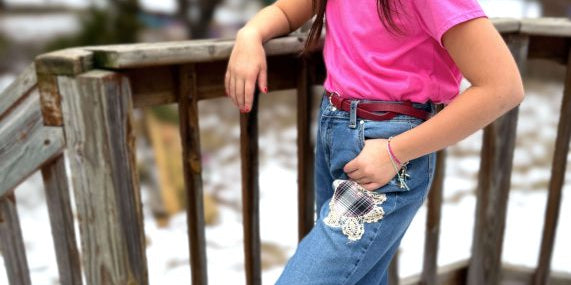 Upcycled Embroidered Ruffle Jeans