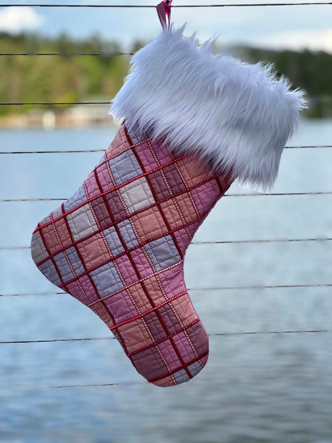 Creating a Christmas Stocking with Couching and Faux Fur Trim