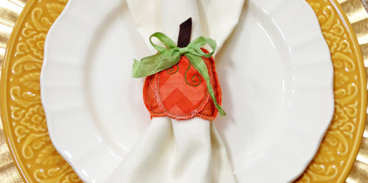 DIY In-the-Hoop Pumpkin Napkin Ring by Lisa Archer