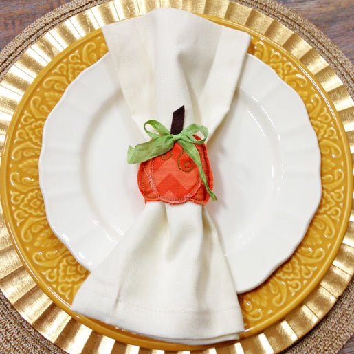 DIY In-the-Hoop Pumpkin Napkin Ring by Lisa Archer