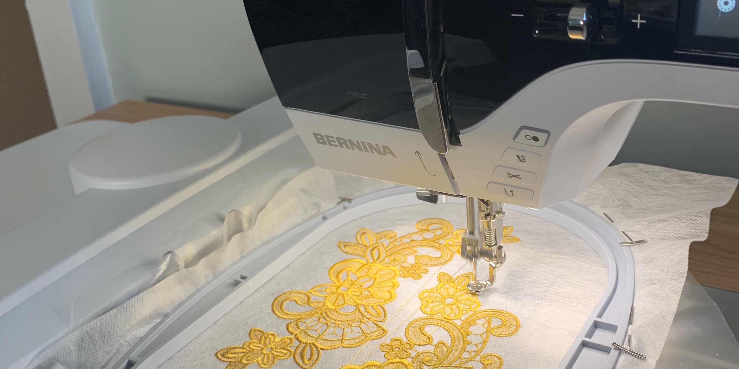 BERNINA Embroidery Machine embroidering flowers