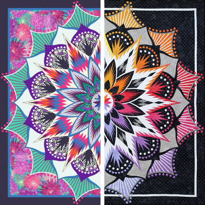 Image of Carnival Flower quilt.