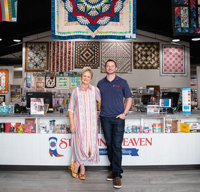 Stitchin' Heaven - A Family owned quilt shop in Quitman Texas. Pictured are owners Deb Luttrell and her son, Clay Luttrell