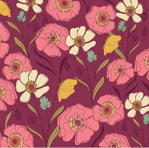 Meadow Walk - Poppies Meadow Raspberry A-1337-P