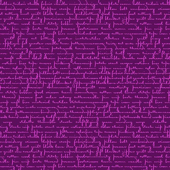 Scrawl - Quilty Words Purple Agate A-1214-P