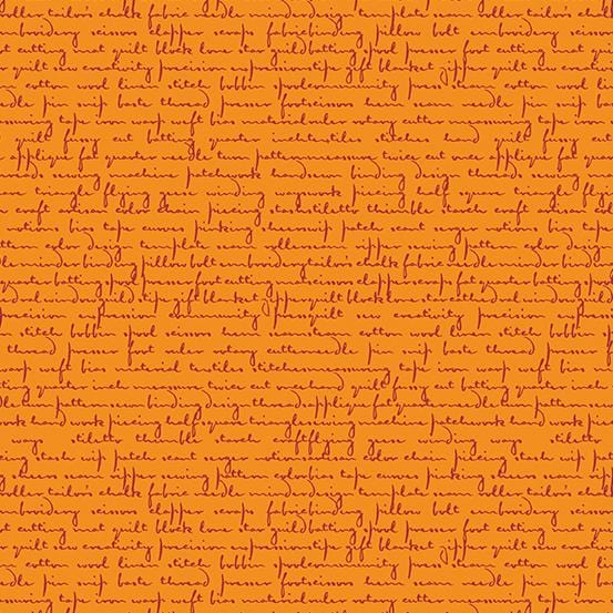 Scrawl - Quilty Words Tangerine A-1214-O