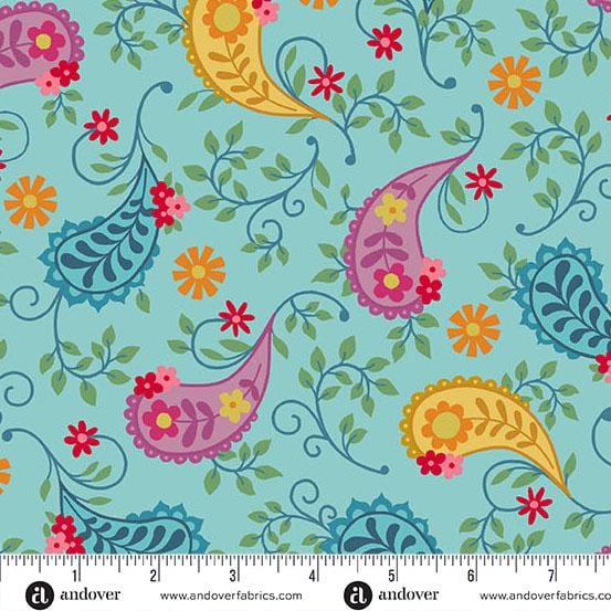 Whimsy - Turquoise Grand Paisley A-1652-LB