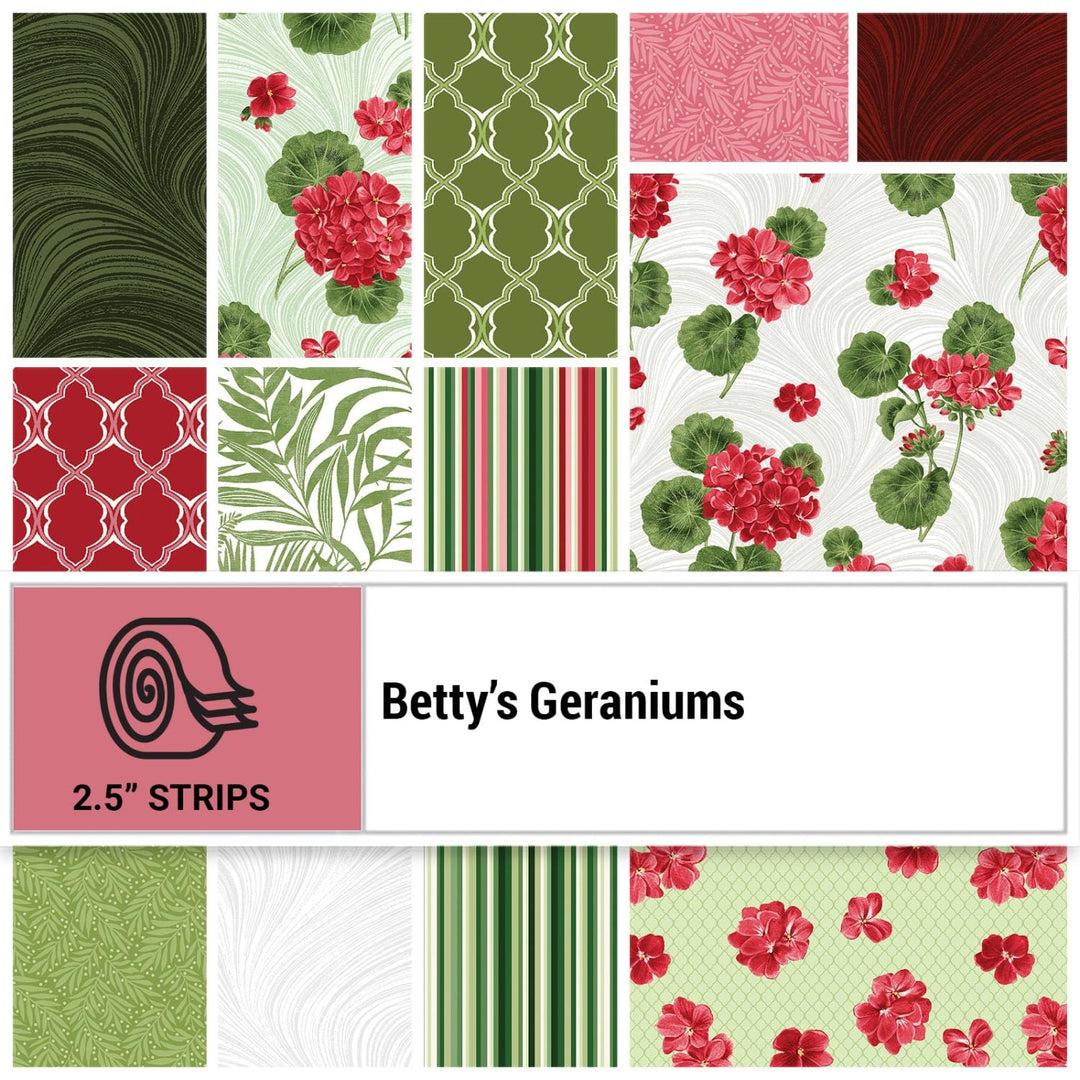 Betty's Geraniums - 2.5 inch Strip-Pies 40 Pieces STBGRPK