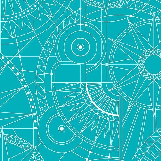 City Scape Night - Blueprint Teal 17128-84