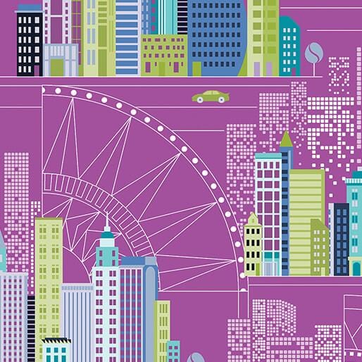 City Scape Night - City Plum 17124-68