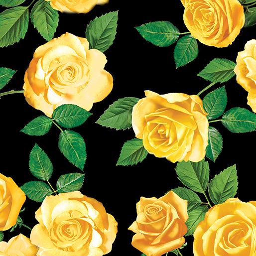 Flowers of Friendship - Yellow Rose Garden Black 14509-12