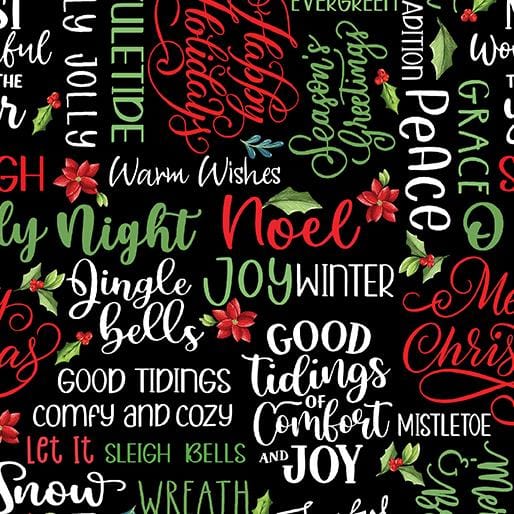 Heartland Holiday - Holly & Jolly Words Black 15173-12