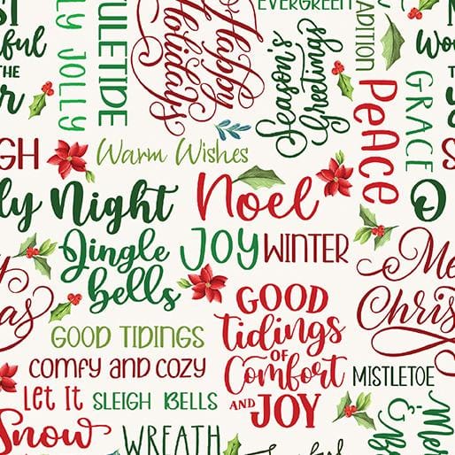 Heartland Holiday - Holly & Jolly Words Cream 15173-07
