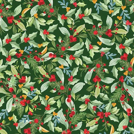 Heartland Holiday - Leaves & Berries Green 15178-44