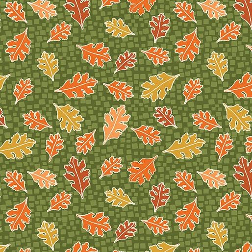 Hello Pumpkin - Mosaic Leaves Green 16286-44