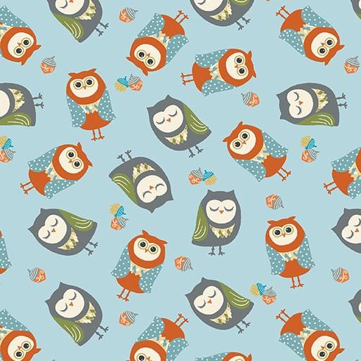 Hello Pumpkin - Owl Family Light Blue 16288-05