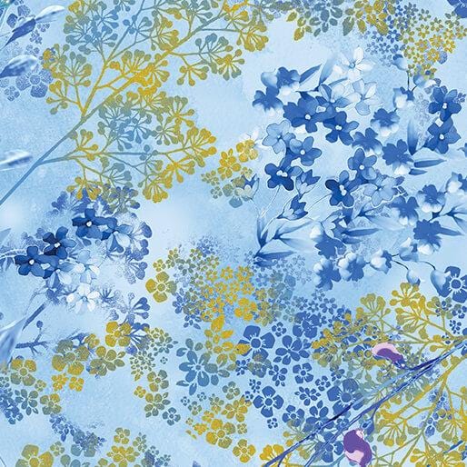 Metallic Impressions - Sprigs Light Blue 14065M-50