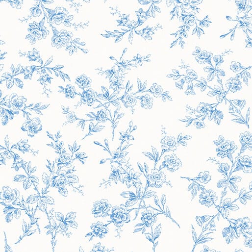 Patricia's Posey Denim White - Celebrating Blue 108" Wide 16912W-53
