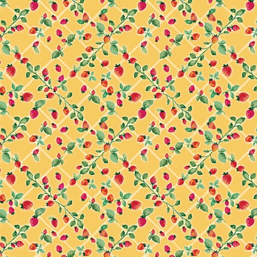 Sweet Strawberries Golden Yellow - Peaches & Cream 15331-32