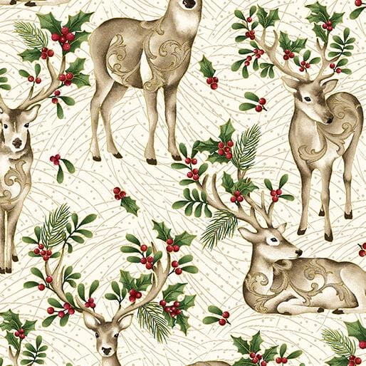 Winter In The Pines - Graceful Deer Cream Multi 16298M-07