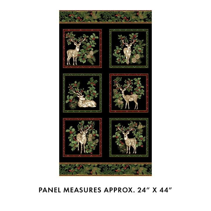 Winter In The Pines - Panel Black Multi 16296M-12