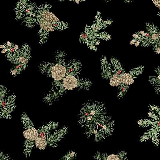 Winter In The Pines - Pine Cones Black 16302M-12