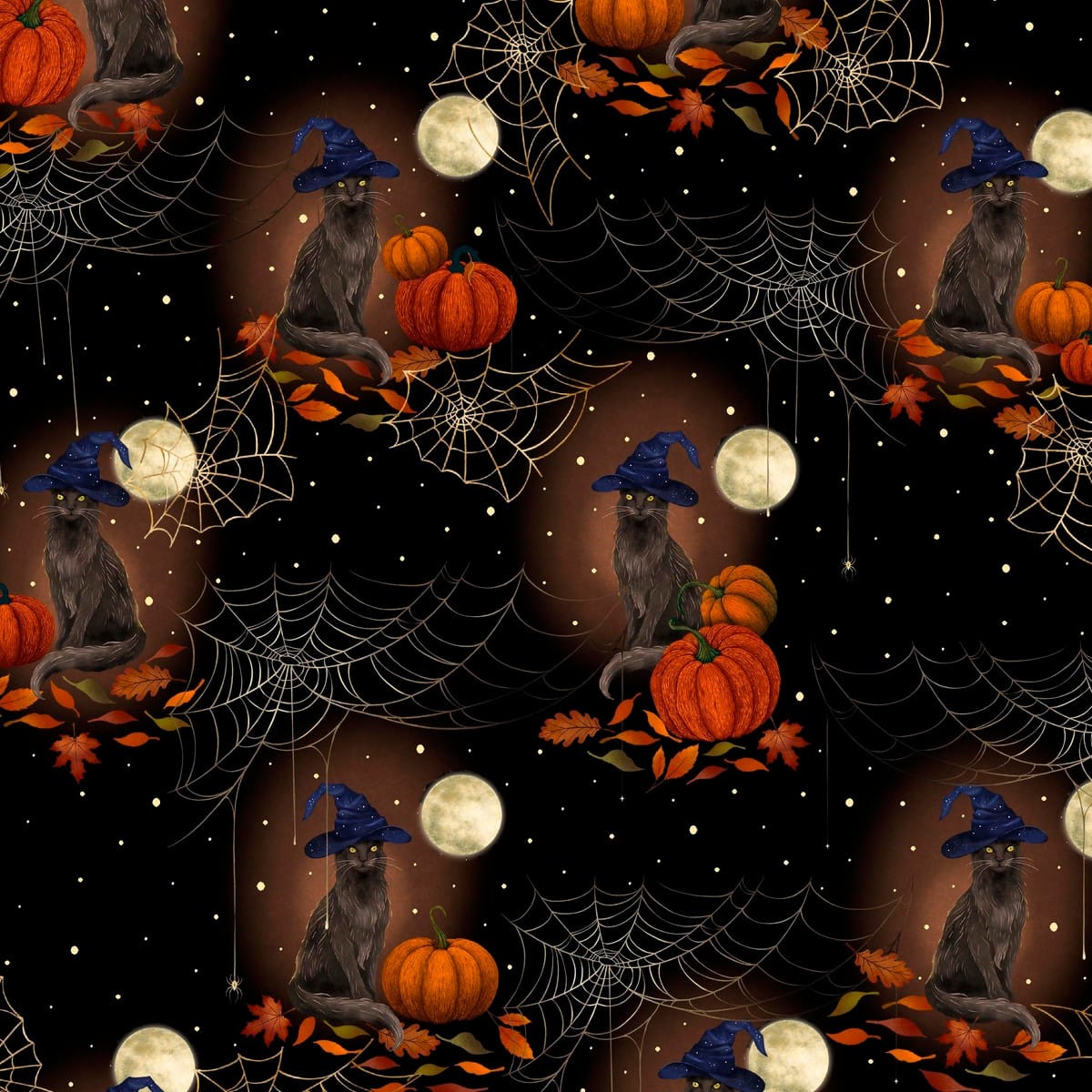 Black Cats with Witch Hats and Pumpkins - Harvest Haunt B-4807-99