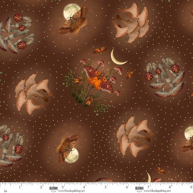 Harvest Haunt Cotton Fabric - Moths and Mushrooms (Blank Quilting) B-4812-39
