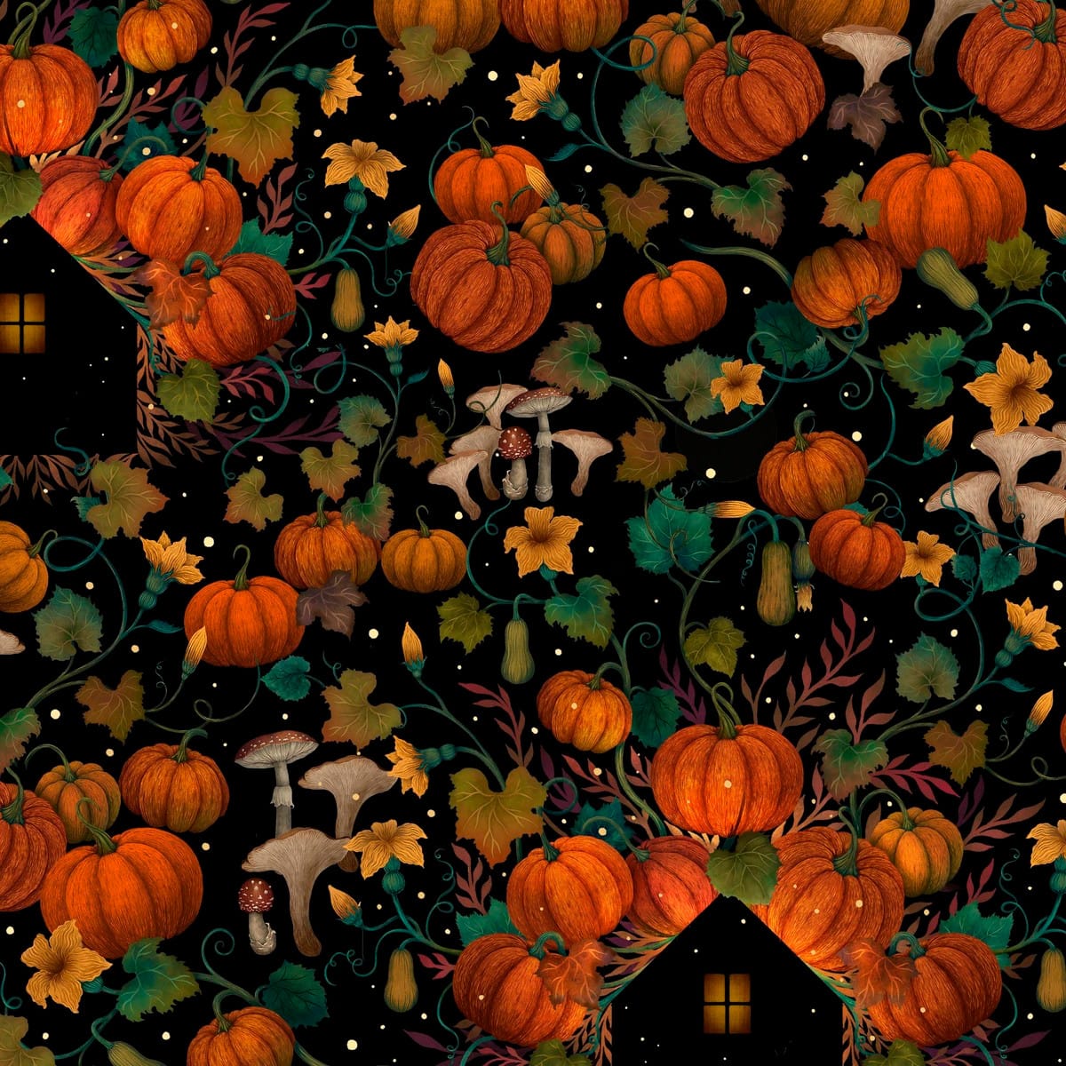 Pumpkin House Silhouette Black - Harvest Haunt B-4804-99