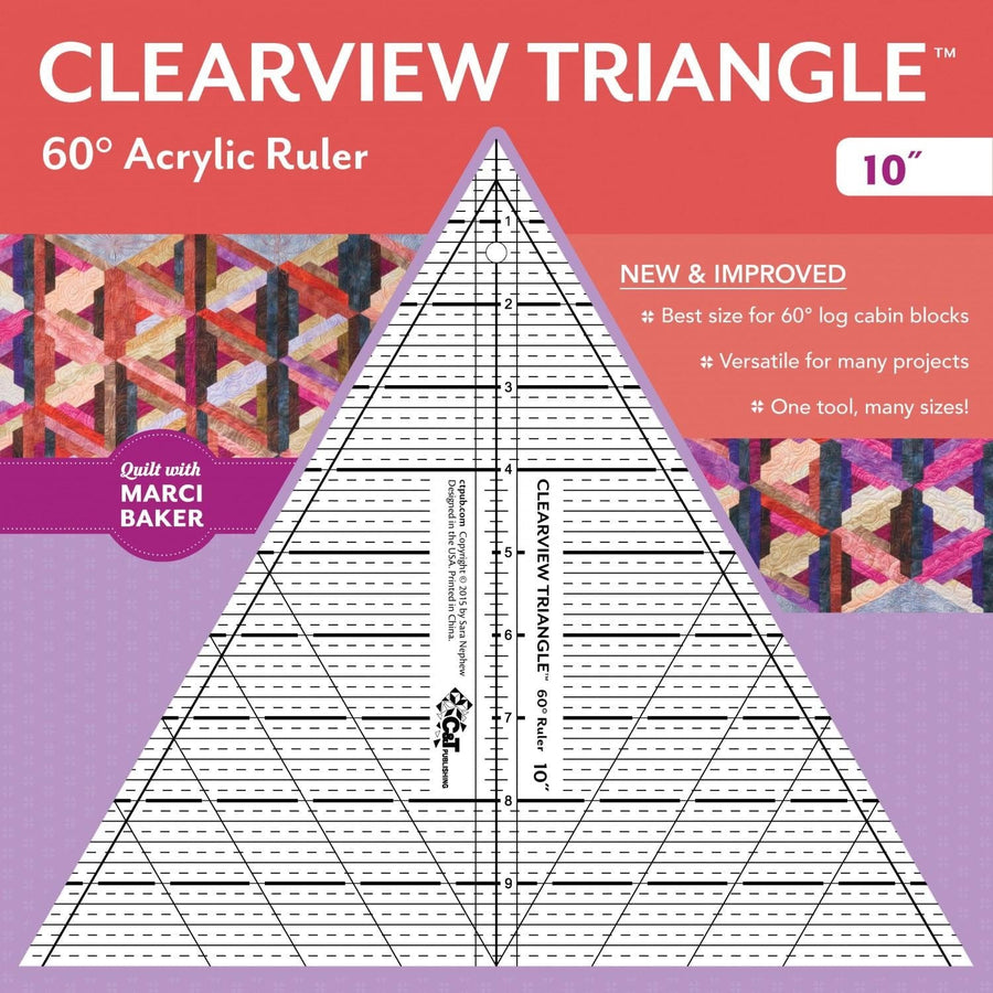 10in Clearview 60 Degree Triangle Quilt Ruler CT20329